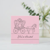 5x5 Light Pink Carriage Weduwen Uitnodiging (Staand voorkant)