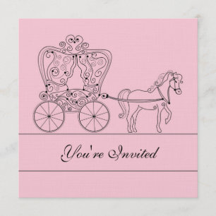 5x5 Light Pink Carriage Weduwen Uitnodiging