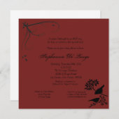 5x5 Maroon Bird Shower Invitation Kaart (Voorkant / Achterkant)