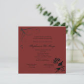 5x5 Maroon Bird Shower Invitation Kaart (Staand voorkant)