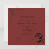 5x5 Maroon Bird Shower Invitation Kaart (Voorkant)