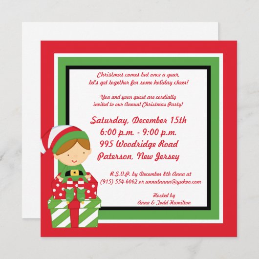 5x5 Mr & Mrs Claus Kerstfeest Uitnodiging (Voorkant / Achterkant)