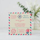 5x5 Nautical Birthday Party Invitation Kaart (Staand voorkant)