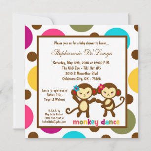 5x5 Oerwoud Gym Monkey Dance Baby shower Uitnodigi Kaart