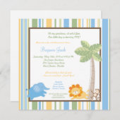 5x5 Oerwoud Safari Zoo Anima Birthday Uitnodiging (Voorkant / Achterkant)