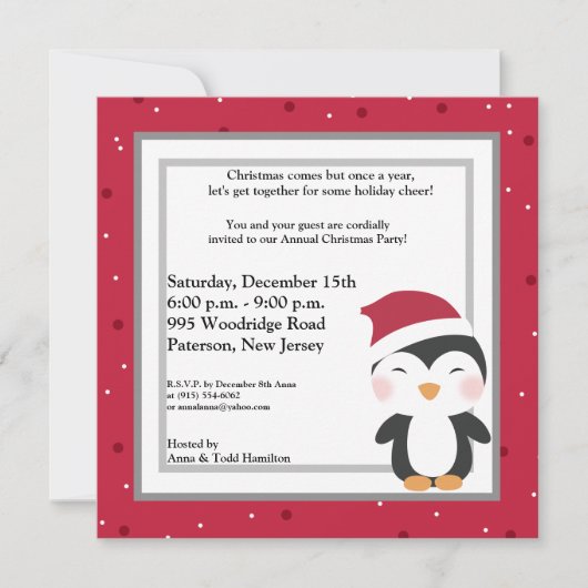 5x5 Pet met kerstmis Penguin Kaart (Voorkant)