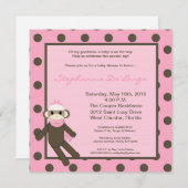 5x5 Pink Monkey Speelgoed Baby shower Uitnodiging (Voorkant / Achterkant)