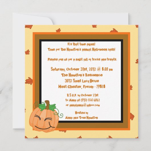 5x5 Pompoen Patch Halloween Feestuitnodiging Kaart (Voorkant)