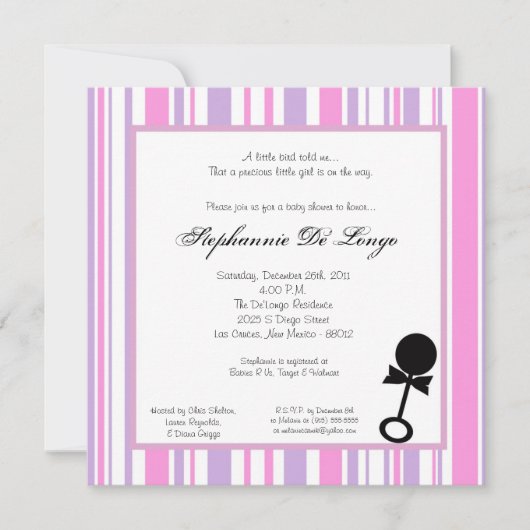 5x5 Rattle Baby shower Uitnodiging (Voorkant)