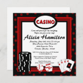 5x5 Red & Black Las Vegas Bachelorette Invitation Kaart (Voorkant / Achterkant)