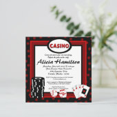 5x5 Red & Black Las Vegas Bachelorette Invitation Kaart (Staand voorkant)