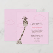 5x5 Roze Giraffe eerste uitnodiging van de Dag (Voorkant / Achterkant)