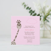 5x5 Roze Giraffe eerste uitnodiging van de Dag (Staand voorkant)