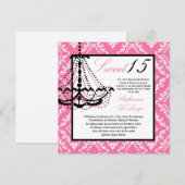 5x5 Roze Luchter Quinceanera Uitnodiging (Voorkant / Achterkant)