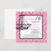 5x5 Roze Luhandelier Sweet 16 Uitnodiging (Voorkant / Achterkant)