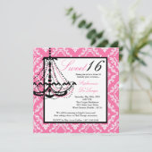5x5 Roze Luhandelier Sweet 16 Uitnodiging (Staand voorkant)