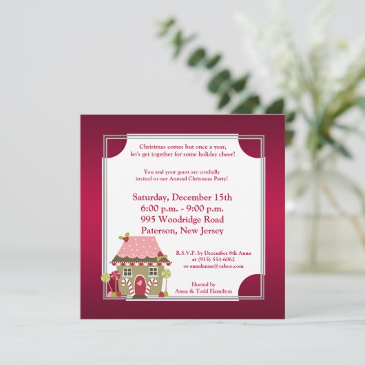 5x5 Snoep Uitnodiging te land (Staand voorkant)