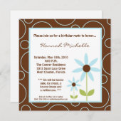 5x5 Spring Blue Flower Verjaardag Uitnodiging (Voorkant / Achterkant)