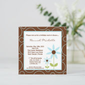 5x5 Spring Blue Flower Verjaardag Uitnodiging (Staand voorkant)