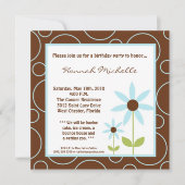 5x5 Spring Blue Flower Verjaardag Uitnodiging (Voorkant)