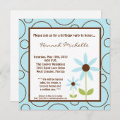5x5 Spring Blue Flower Verjaardag Uitnodiging (Voorkant / Achterkant)