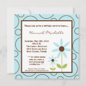 5x5 Spring Blue Flower Verjaardag Uitnodiging (Voorkant)