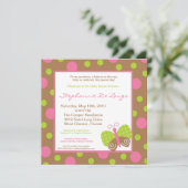 5x5 Spring Butterfly Polka Baby shower Uitnodiging (Staand voorkant)