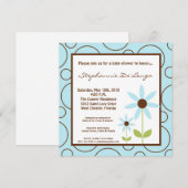 5x5 Spring Time Blue Flower Baby shower Invitation Kaart (Voorkant / Achterkant)