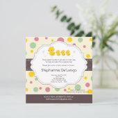 5x5 TRIPLET Gir Rubber Duck Baby shower Uitnodigin Kaart (Staand voorkant)