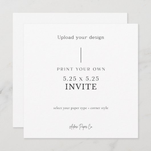 5x5 Vierkant Uitnodiging: Upload Je Eigen Kaart (Voorkant / Achterkant)