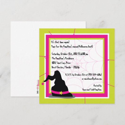 5x5 Witchy Ways Halloween Feestuitnodiging Kaart (Voorkant / Achterkant)