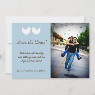5x7 2 Liefdesvogels Foto Save the Date Aankondigin