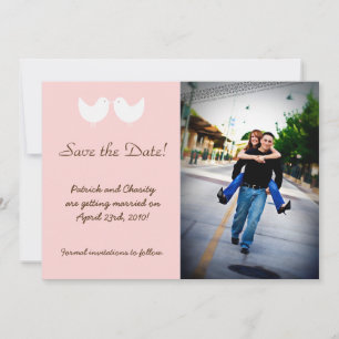 5x7 2 Liefdesvogels Foto Save the Date Aankondigin Kaart