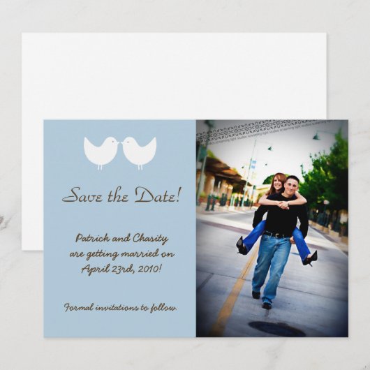 5x7 2 Tortelduifjes Foto sparen de Aankondiging va (Voorkant / Achterkant)