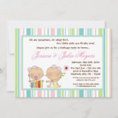 5x7 2TWINS Girl Birthday Party Invitation Kaart (Voorkant)