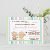5x7 2TWINS Girl Birthday Party Invitation Kaart (Staand voorkant)