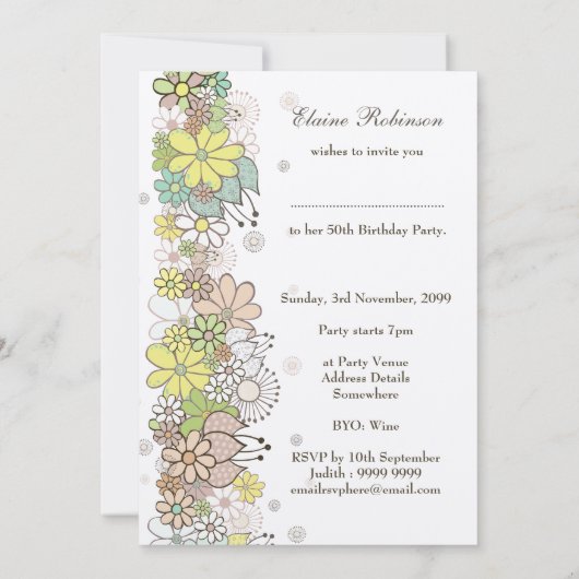 5x7 50e verjaardag van de natuurlijke bloei-uitnod kaart (Achterkant)