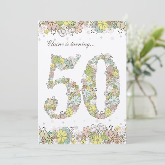 5x7 50e verjaardag van de natuurlijke bloei-uitnod kaart (Staand voorkant)