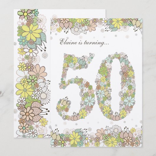 5x7 50e verjaardag van de natuurlijke bloei-uitnod kaart (Voorkant / Achterkant)