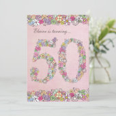 5x7 50e Verjaardagsfeestje Lente Bloeit Sjabloon Kaart (Staand voorkant)