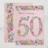 5x7 50e Verjaardagsfeestje Lente Bloeit Sjabloon Kaart (Voorkant / Achterkant)