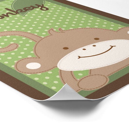 5x7 "aap"-Oerwoud Safari Baby Bedding Wall Art Poster (Hoek)