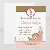 5x7 Abby's Boerderij Girl Barn Baby shower Uitnodi Kaart (Voorkant / Achterkant)