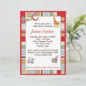 5x7 ABC Alphabet Soup Striped Baby shower Kaart (Staand voorkant)