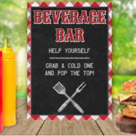 5x7 Achterwerf BBQ Birthday Beverage Bar Teken Poster