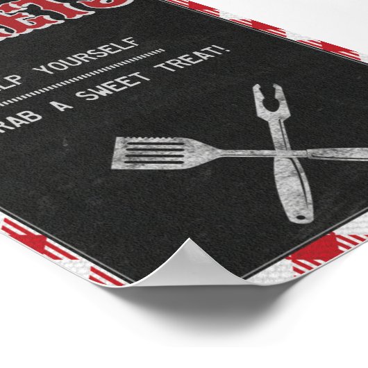 5x7 Achterwerf BBQ Birthday Sweet Trestabel Sign Poster (Hoek)