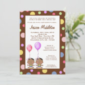5x7 Afrikaanse Amerikaanse TWINS Baby shower Uitno Kaart (Staand voorkant)
