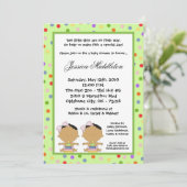 5x7 Afrikaanse Amerikaanse TWINS Baby shower Uitno Kaart (Staand voorkant)