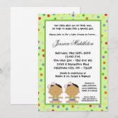 5x7 Afrikaanse Amerikaanse TWINS Baby shower Uitno Kaart (Voorkant / Achterkant)