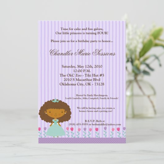 5x7 Afrikaanse prinses Gir Birthday Party Invitati Kaart (Staand voorkant)